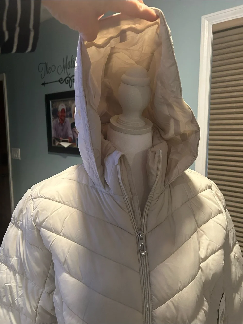 NWT Spyder Women's Cream Quilted Hooded Puffer Coat